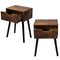 Set of 2 Modern Dark Brown Wooden Nightstands with Drawer for Bedroom or Living Room